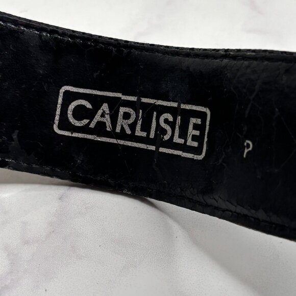 90s CARLISLE Gold Plated Rhinestone BOW Present Sculptural Buckle & Belt Strap P